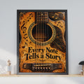 Vintage Acoustic Guitar Poster, Every Note Tells a Story, Rustic Music Wall Art (Print)