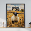 Black Faced Sheep Farmhouse Print, Rustic Country Wall Art, Vintage Farm Poster (A4)