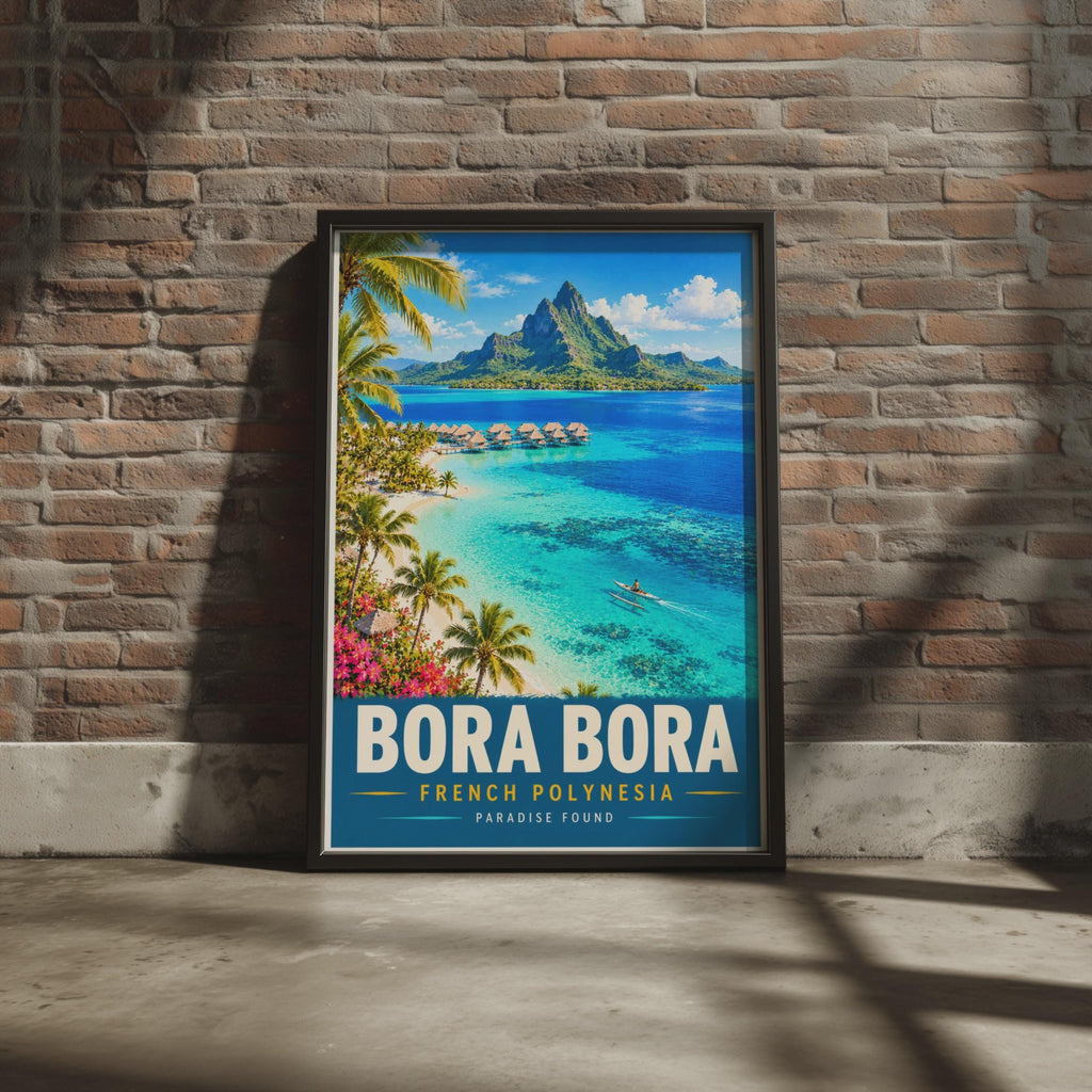 Bora Bora Travel Poster, French Polynesia Paradise Wall Art (Print)