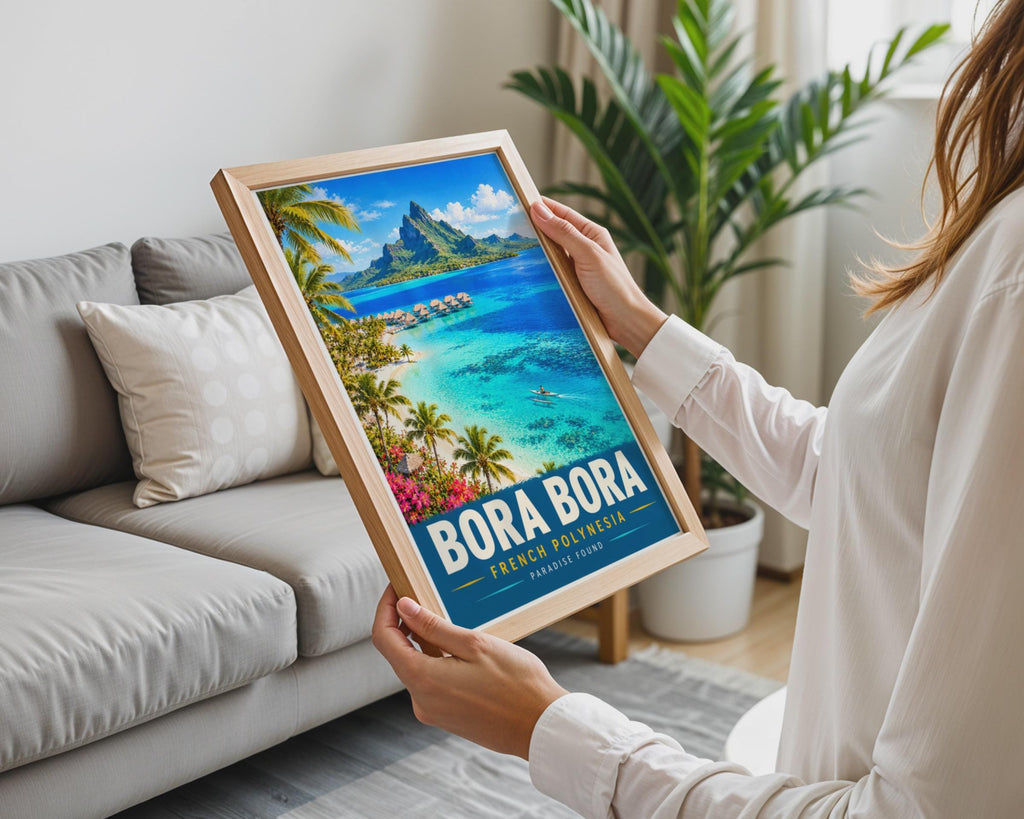Bora Bora Travel Poster, French Polynesia Paradise Wall Art (Print)
