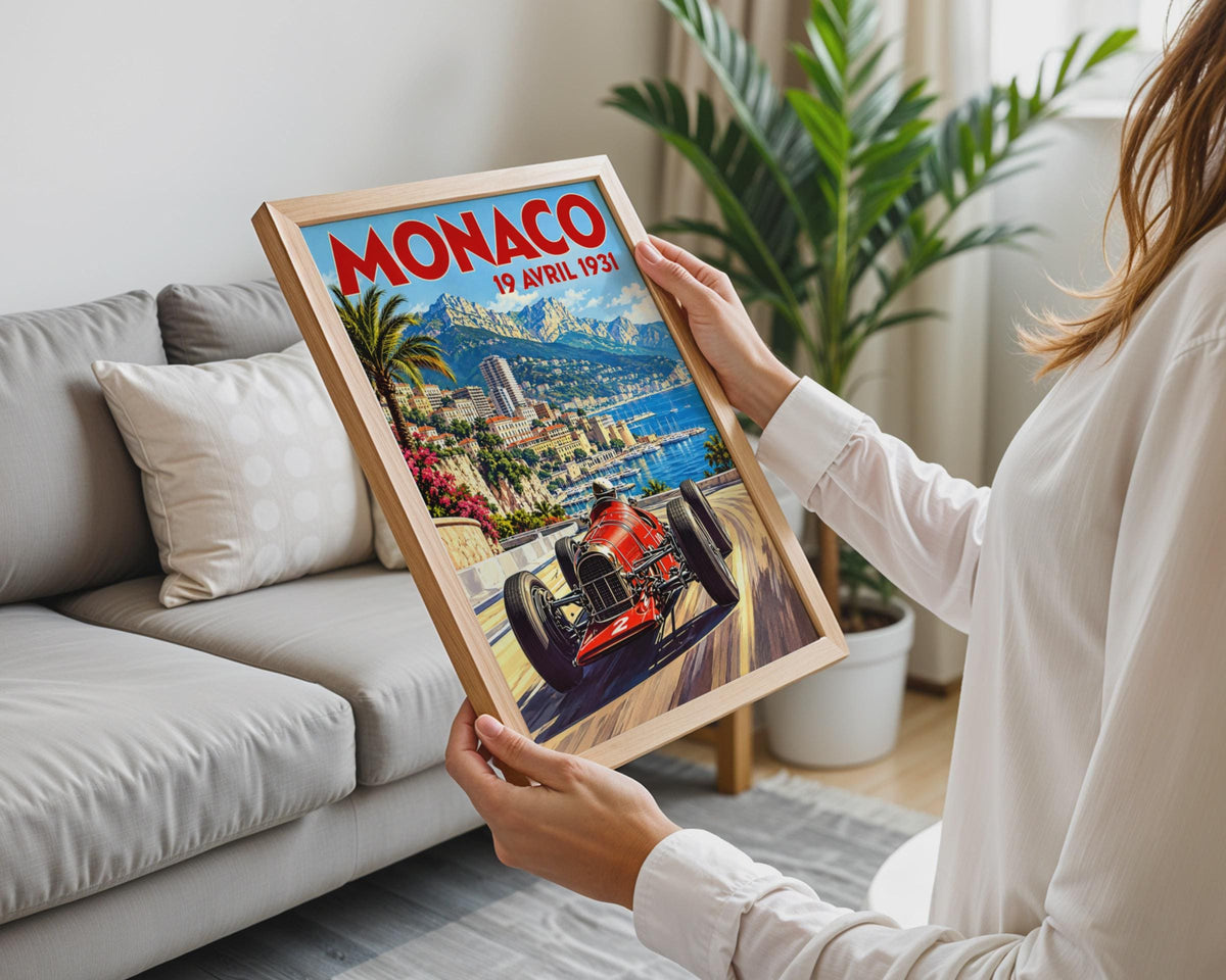 1931 Monaco Grand Prix Racing Poster, Retro Formula One Art Print (A4)