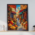 Moroccan Souk Wall Art Print, Vibrant Spice Market, North Africa Travel Decor (Poster)