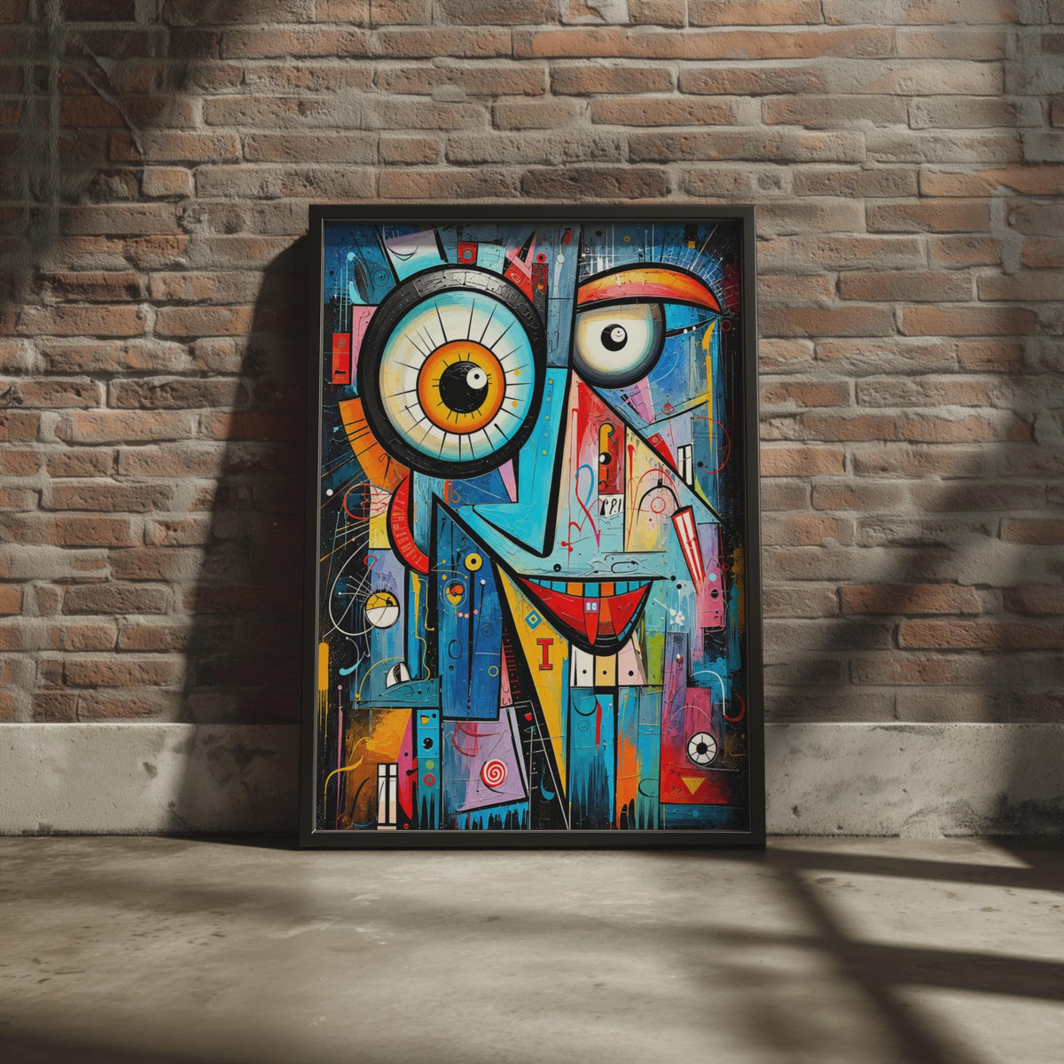 Abstract Cubist Face Poster, Bold Graffiti Style, Pop Art Wall Decor