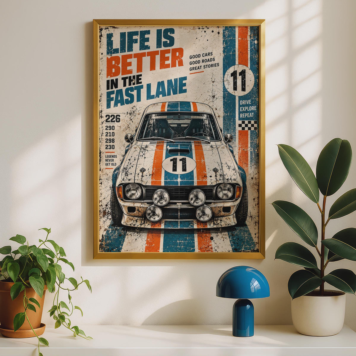 Retro Racing Car Poster, Vintage Garage Wall Art, Motorsport Gift (Print)