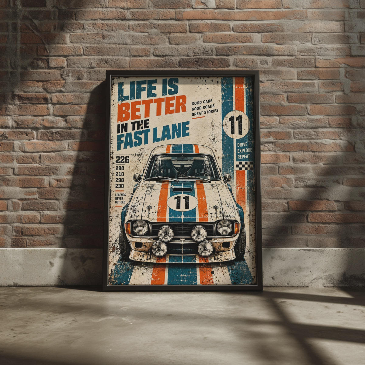 Retro Racing Car Poster, Vintage Garage Wall Art, Motorsport Gift (Print)