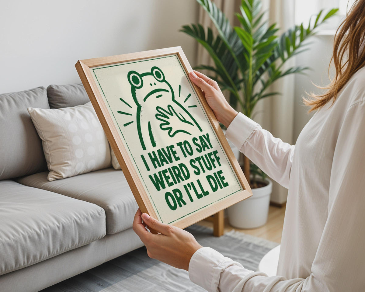Funny Frog Quote Poster, Retro Green Frog Print, Quirky Wall Art (Digital Download)