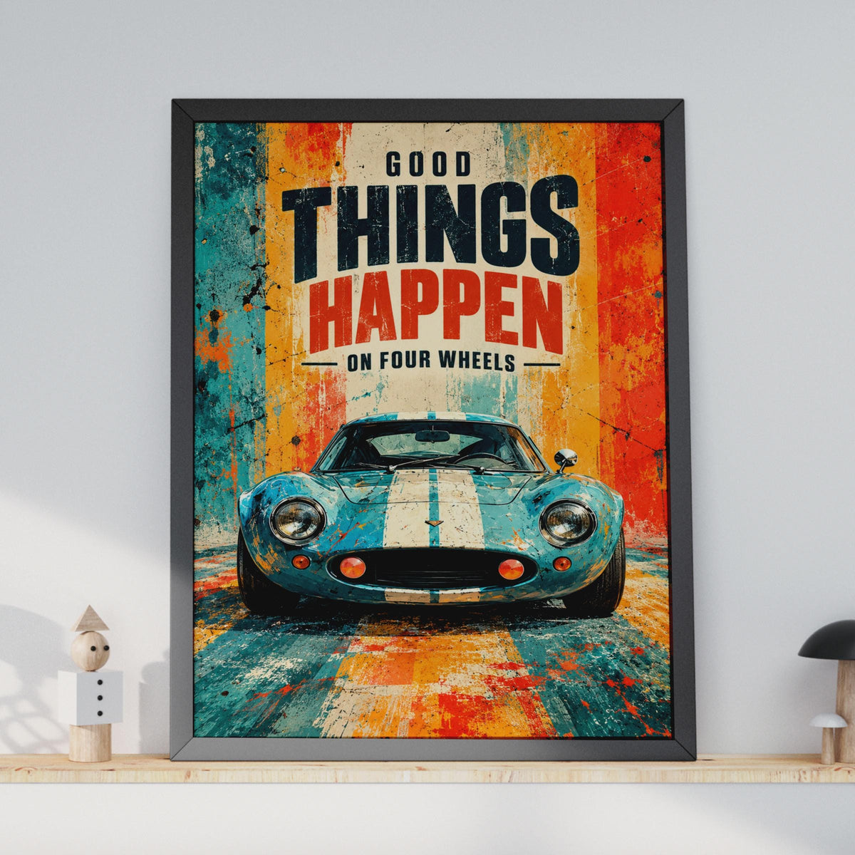 Retro GT Racing Car Poster, Vintage Motorsport Art, Car Lover Gift