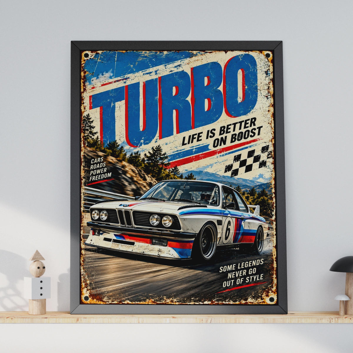 Vintage BMW Turbo Racing Poster, Retro Motorsport Wall Art (Digital Print)