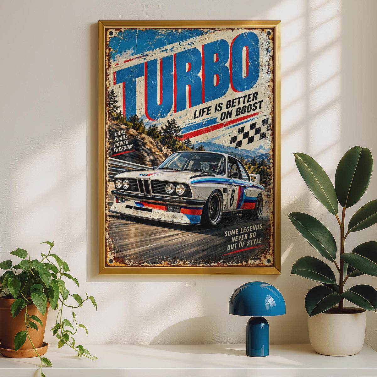 Vintage BMW Turbo Racing Poster, Retro Motorsport Wall Art (Digital Print)