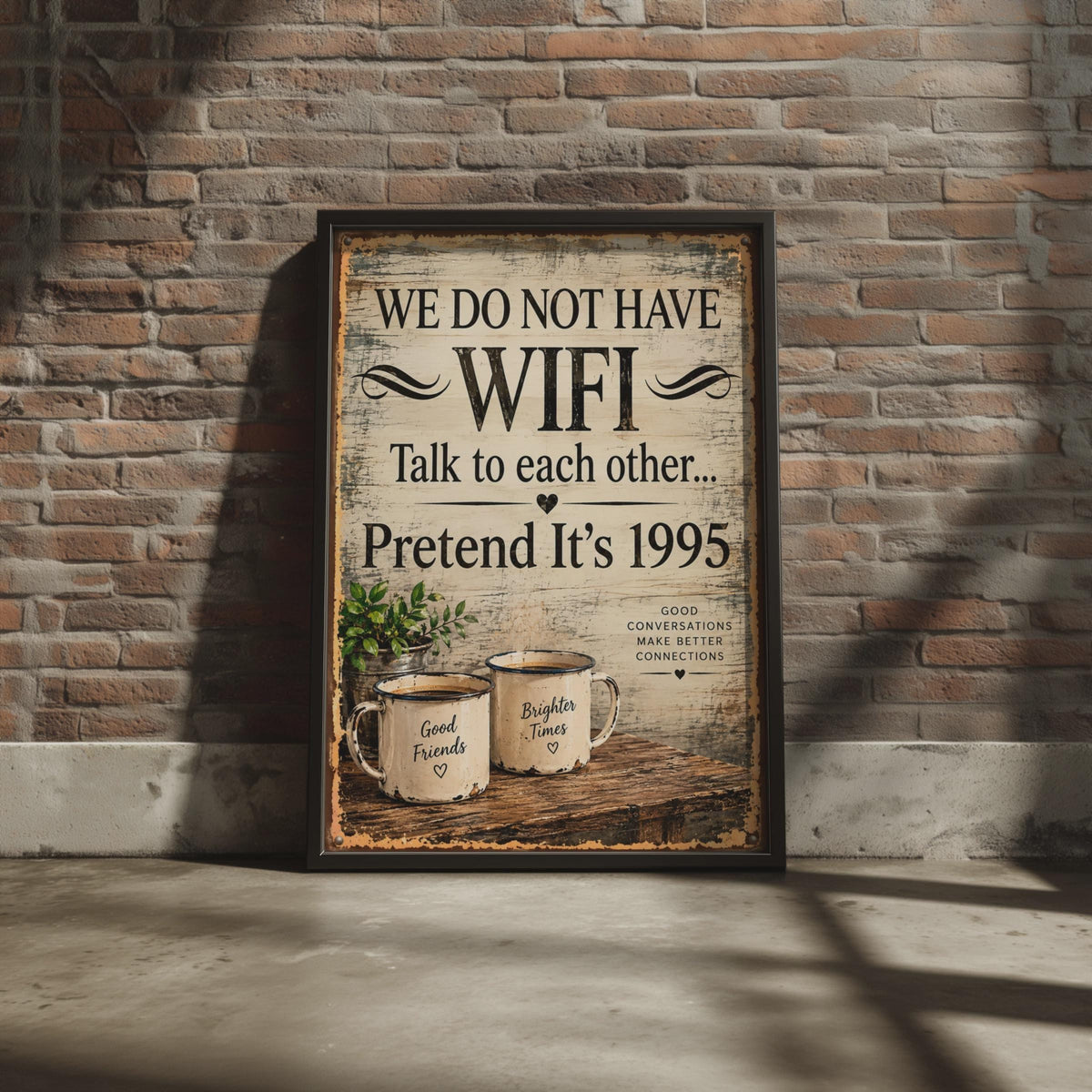 Funny Retro 1995 WiFi Poster, Rustic Kitchen Wall Art, Friends Gift Print
