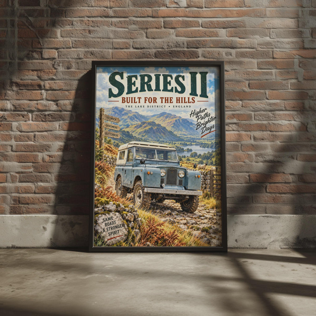 Land Rover Series II Lake District Poster, Vintage Wall Art, England Gift