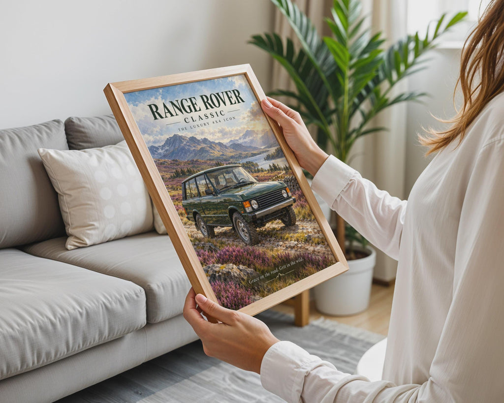 Range Rover Classic Poster, Luxury 4x4 Icon, Scottish Highlands Landscape (Print)