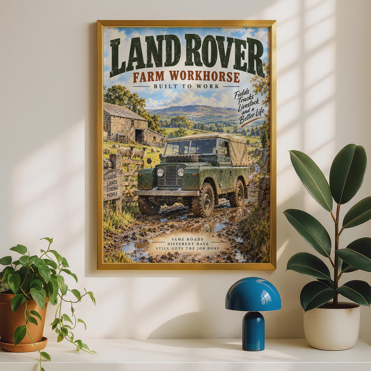 Land Rover Series One Farm Workhorse Poster, Retro Countryside Wall Art (A4)