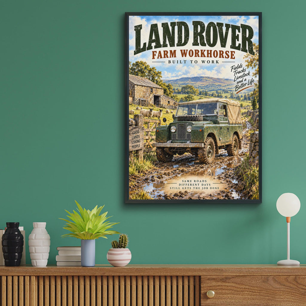 Land Rover Series One Farm Workhorse Poster, Retro Countryside Wall Art (A4)
