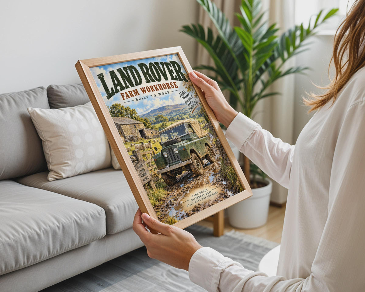 Land Rover Series One Farm Workhorse Poster, Retro Countryside Wall Art (A4)