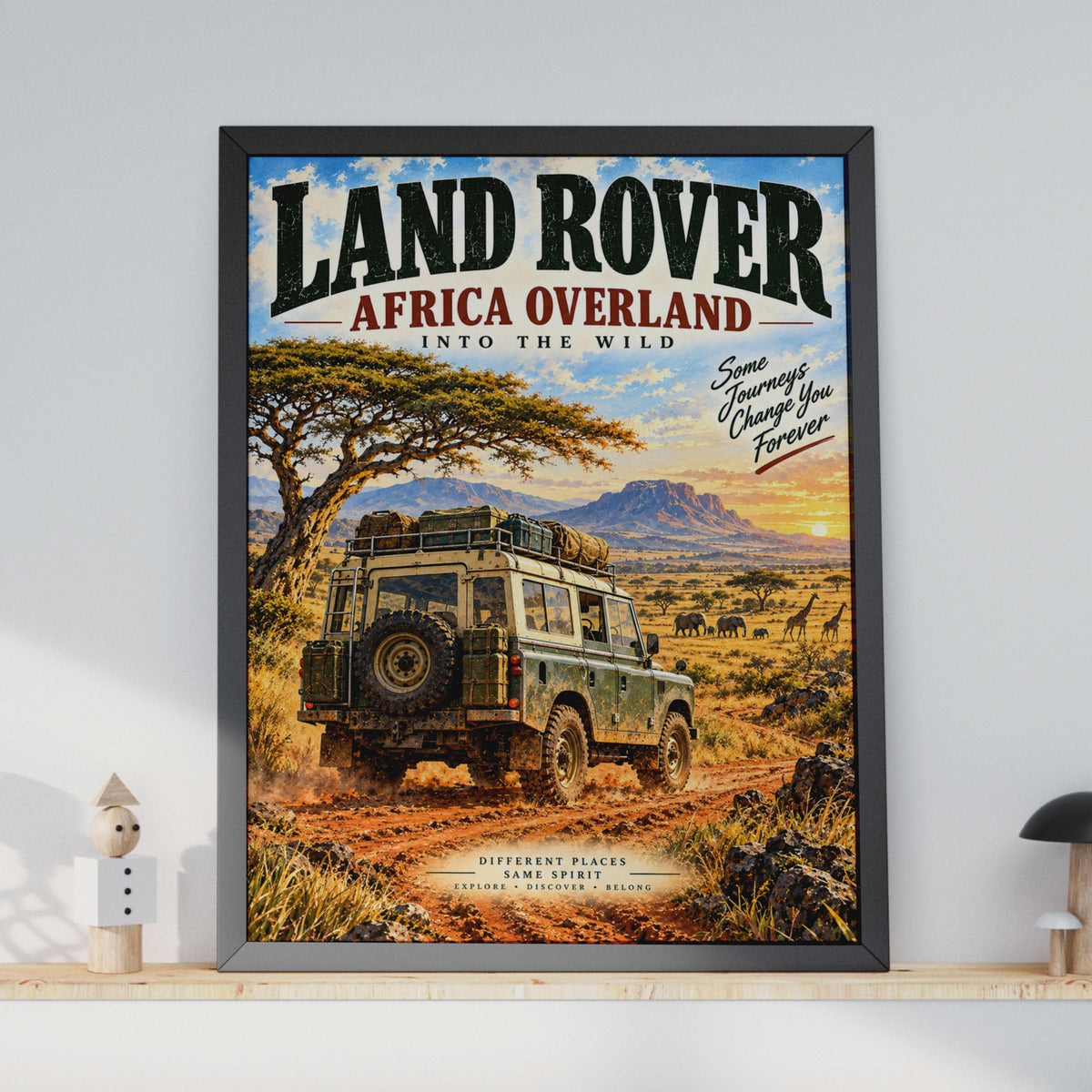 Land Rover Africa Overland Safari Poster 4x4 Adventure Print Off Road Wall Art Defender Savanna Sunset