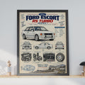 Ford Escort RS Turbo Series 1 Poster, 1980s Classic Car Print, Blueprint Wall Art, British Retro Car Gift