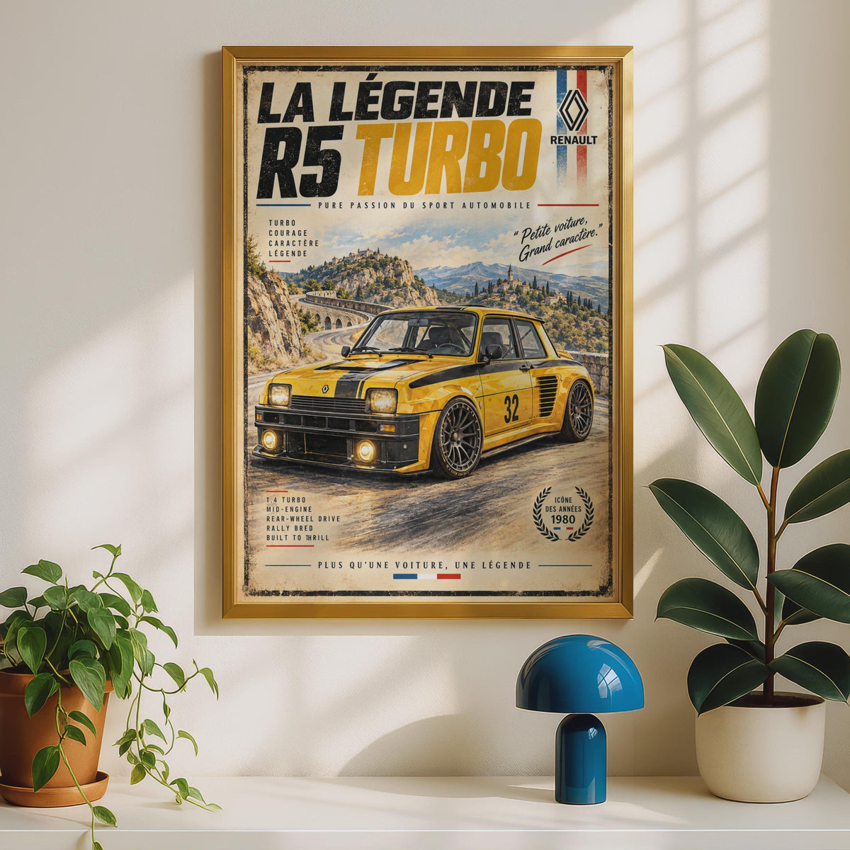 Renault 5 Turbo Rally Poster, 1980s French Racing Car Art (Print)