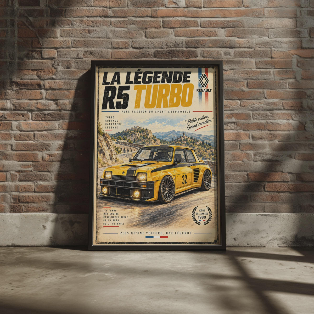 Renault 5 Turbo Rally Poster, 1980s French Racing Car Art (Print)