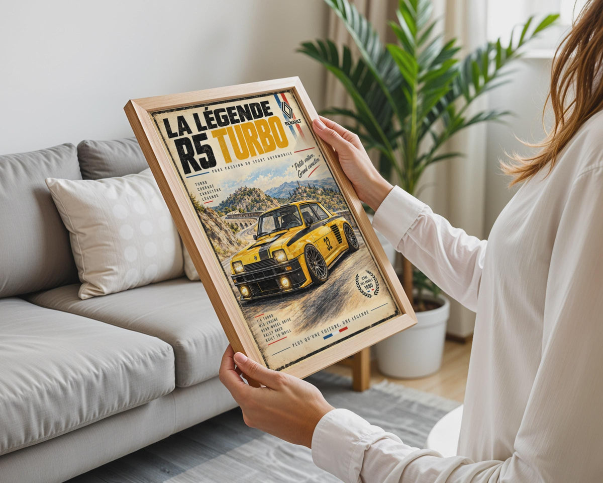 Renault 5 Turbo Rally Poster, 1980s French Racing Car Art (Print)