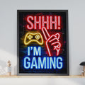 Neon Gaming Poster, Shhh I'm Gaming, Arcade Wall Art (Print)