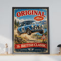 Original Mini Cooper Rally Poster, British Classic Car Print, Retro Racing Wall Art