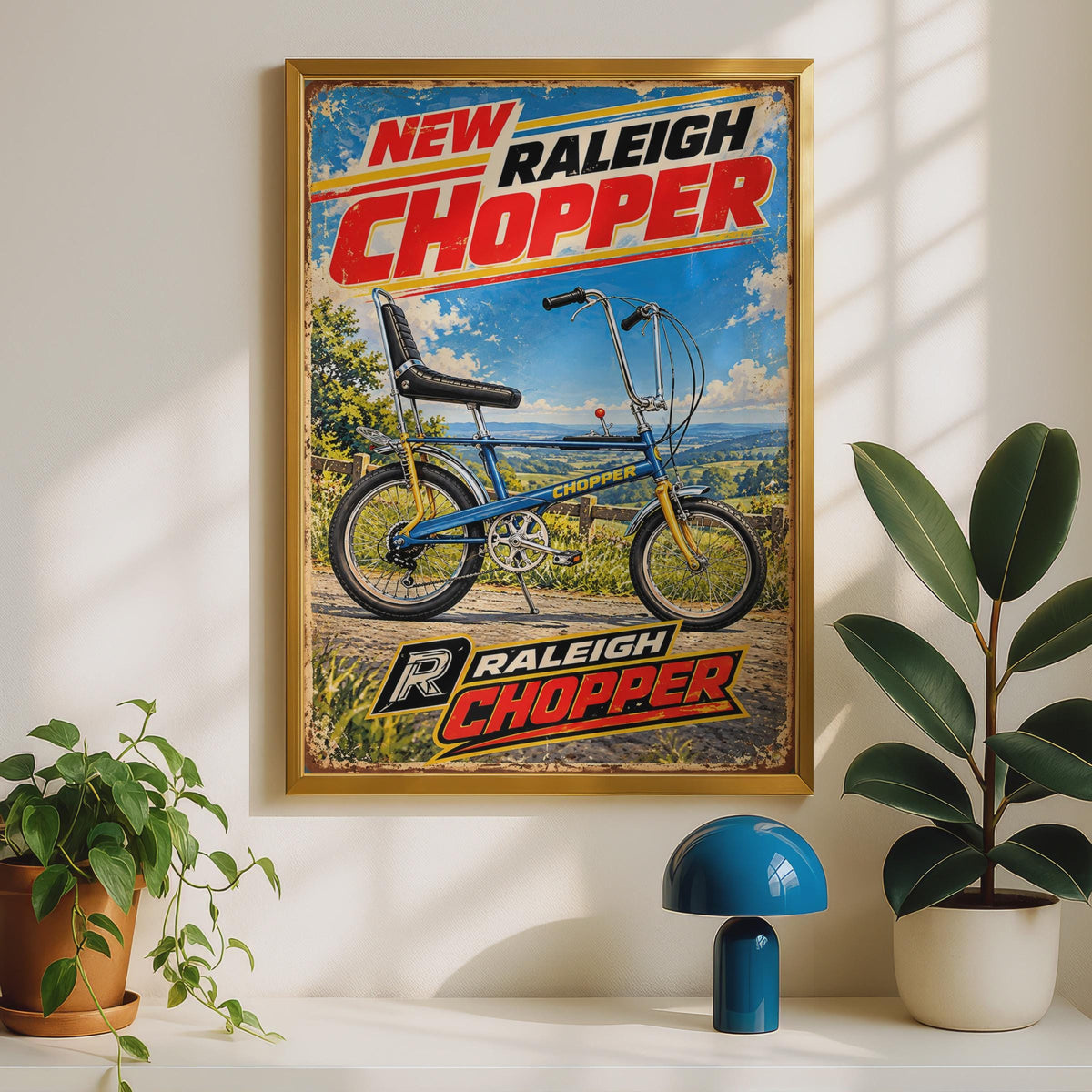 Raleigh Chopper Vintage Bike Poster, 1970s Retro Bicycle Wall Art (Digital Print)