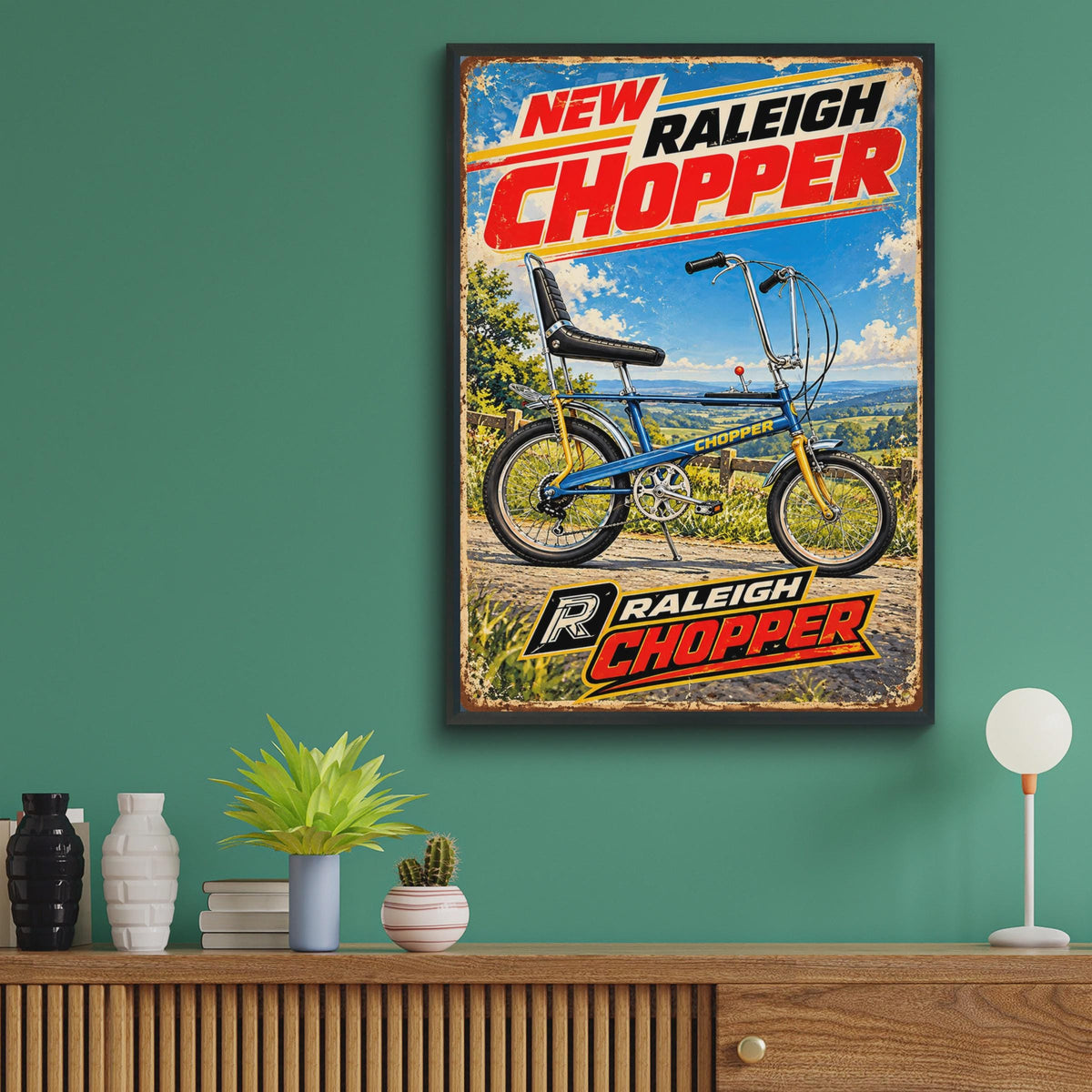 Raleigh Chopper Vintage Bike Poster, 1970s Retro Bicycle Wall Art (Digital Print)
