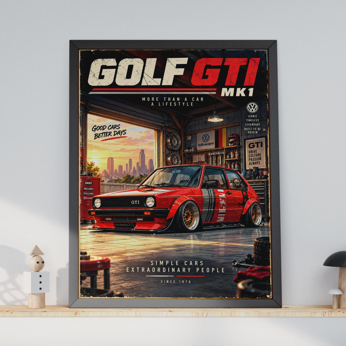 VW Golf GTI MK1 Poster, Retro Garage Art, Car Enthusiast Gift (A4)