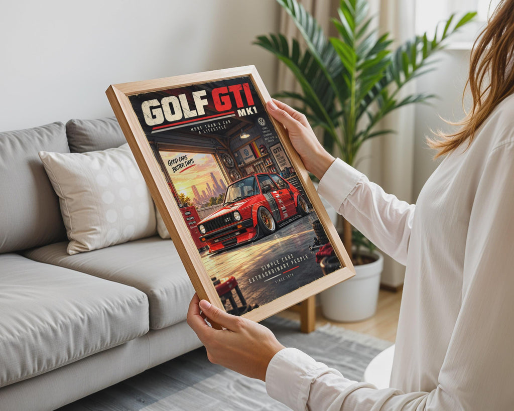 VW Golf GTI MK1 Poster, Retro Garage Art, Car Enthusiast Gift (A4)