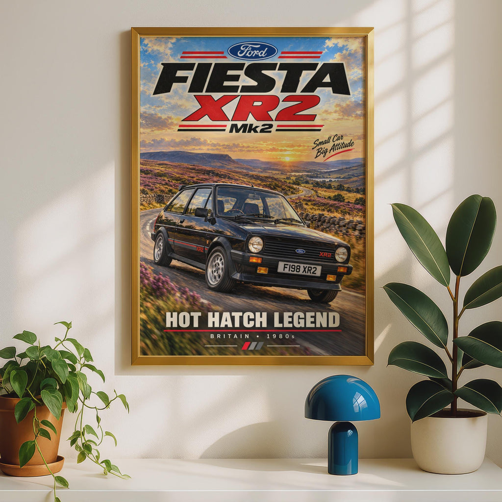 Ford Fiesta XR2 Mk2 Hot Hatch Legend Poster, 1980s British Car Art (A4)