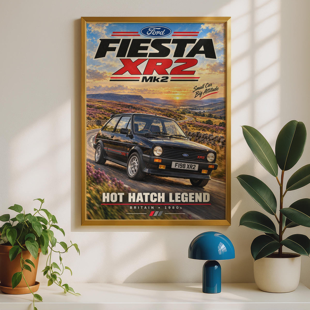 Ford Fiesta XR2 Mk2 Hot Hatch Legend Poster, 1980s British Car Art (A4)