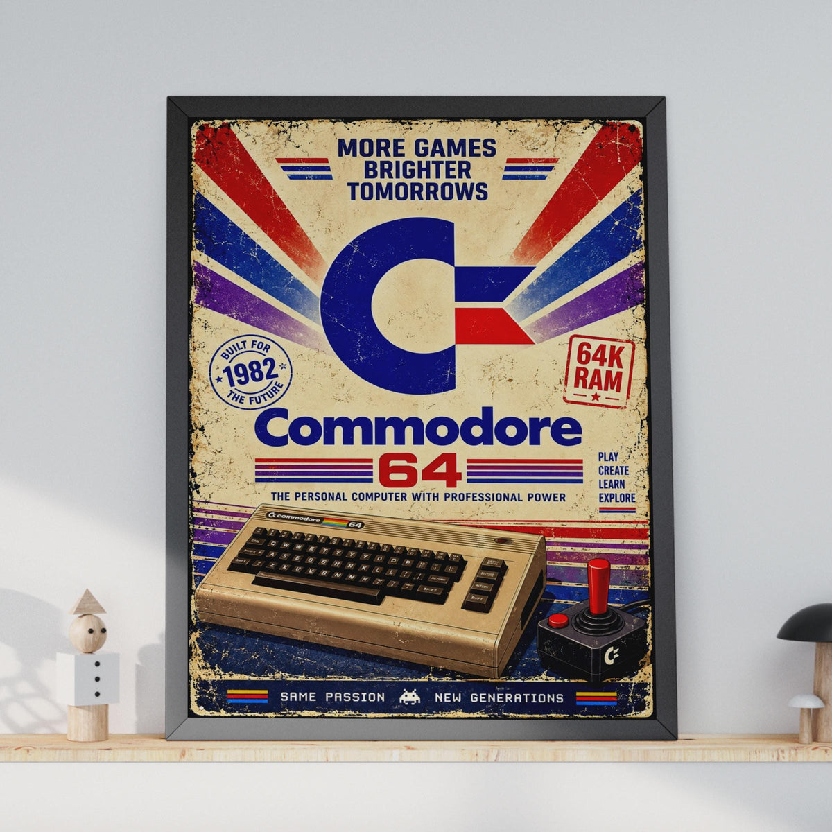 Commodore 64 Retro Gaming Poster, 1980s Tech Wall Art (Print)