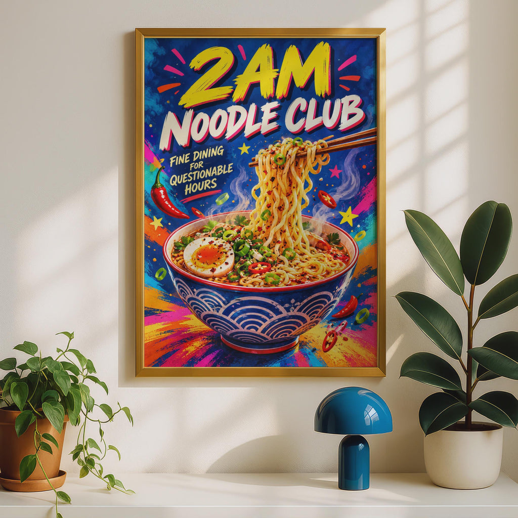 2AM Noodle Club Ramen Poster, Pop Art Kitchen Wall Art (Print)