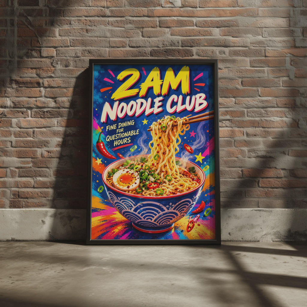 2AM Noodle Club Ramen Poster, Pop Art Kitchen Wall Art (Print)
