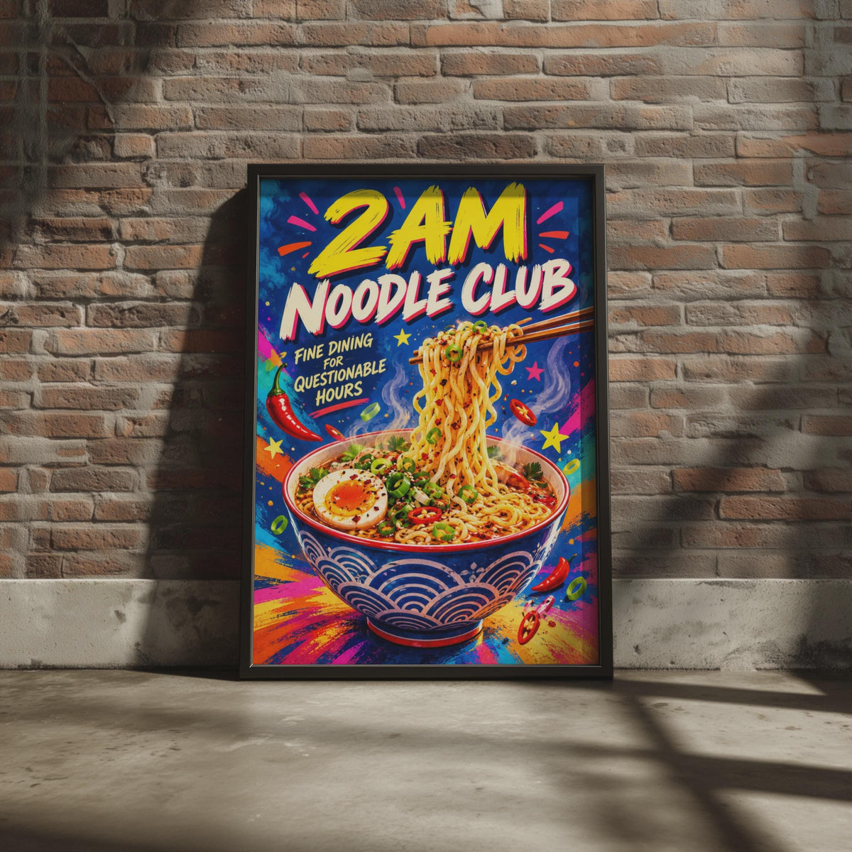2AM Noodle Club Ramen Poster, Pop Art Kitchen Wall Art (Print)
