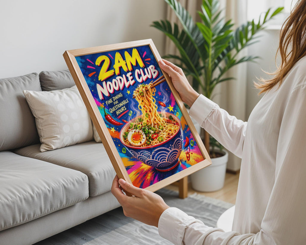 2AM Noodle Club Ramen Poster, Pop Art Kitchen Wall Art (Print)