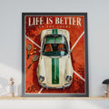 Vintage Tennis Car Poster, Clay Court Sports Art Print (Digital Download)