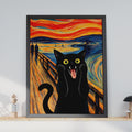 Black Cat Scream Parody Print, Munch Inspired Wall Art, Bold Colourful Home Decor