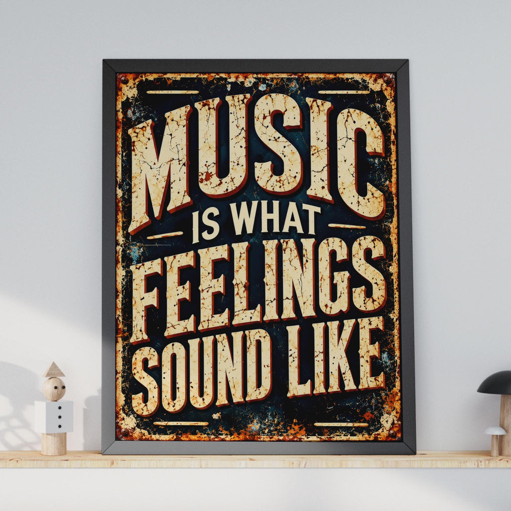 Vintage Rustic Music Quote Poster, Distressed Typography Print, Retro Wall Art (Ready to Frame)