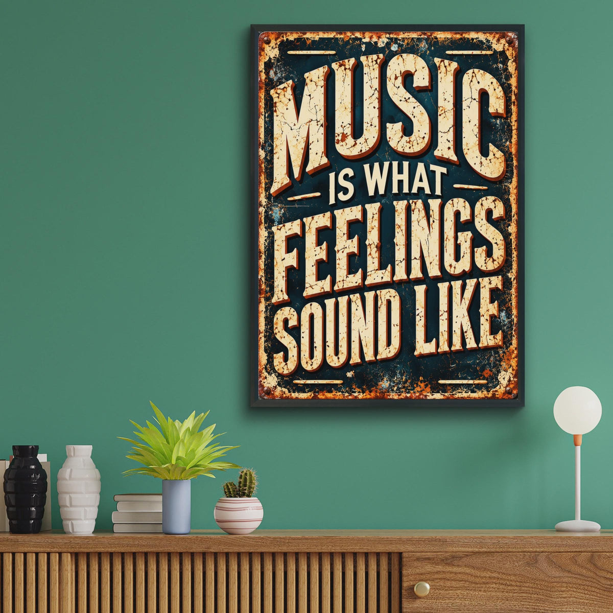 Vintage Rustic Music Quote Poster, Distressed Typography Print, Retro Wall Art (Ready to Frame)