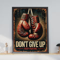 Vintage Boxing Gloves Poster, Motivational Gym Wall Art Print (Don't Give Up)