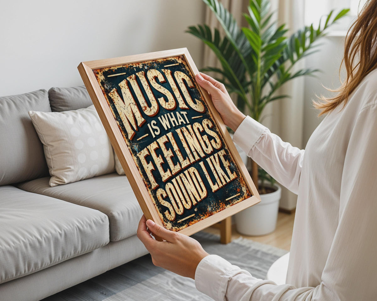 Vintage Rustic Music Quote Poster, Distressed Typography Print, Retro Wall Art (Ready to Frame)