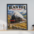 Black Five Steam Train Poster, Shap Summit Locomotive, British Railway Art Print
