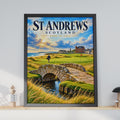 St Andrews Scotland Golf Poster, Home of Golf Wall Art, Old Course Print, Scottish Travel Poster, Golfer Gift, Links Course Art (Shortened)