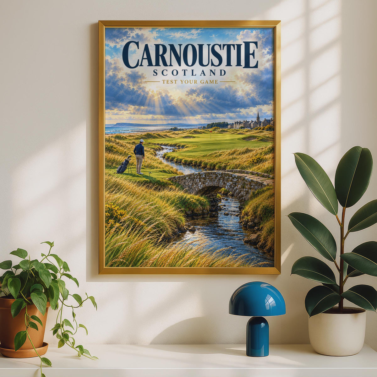 Carnoustie Scotland Golf Course Poster, Links Wall Art, Vintage Style Print