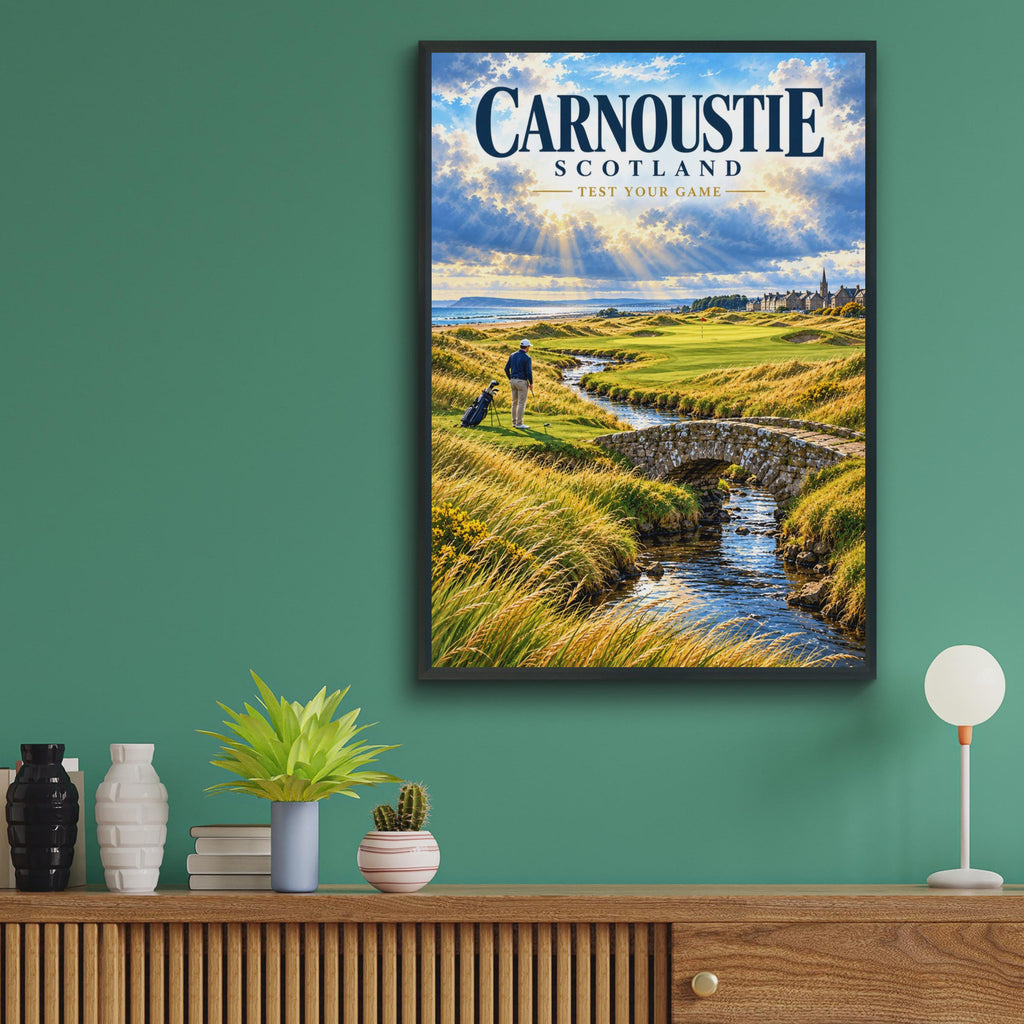 Carnoustie Scotland Golf Course Poster, Links Wall Art, Vintage Style Print