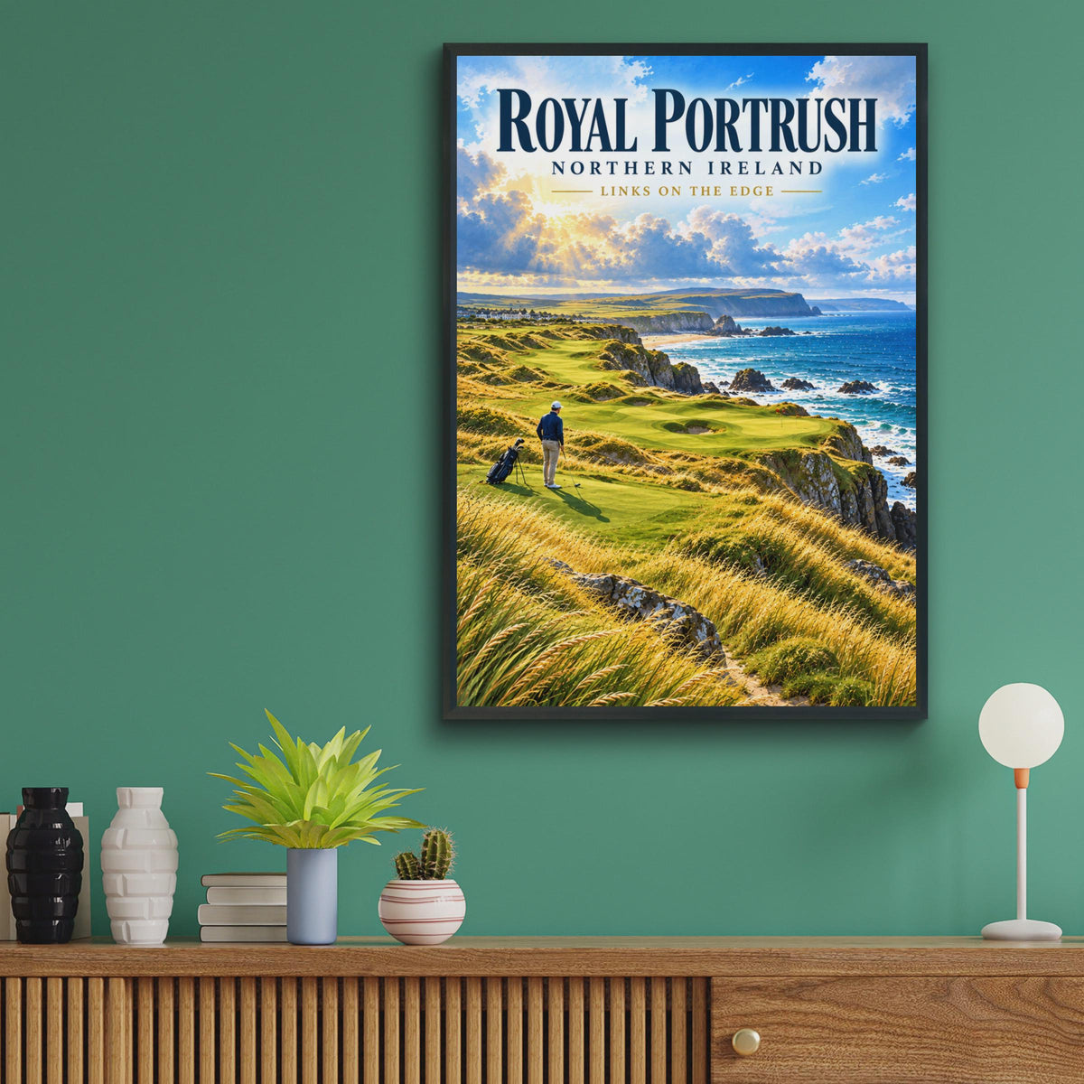 Royal Portrush Golf Club Poster, Northern Ireland Links Course Art, Coastal Golf Print