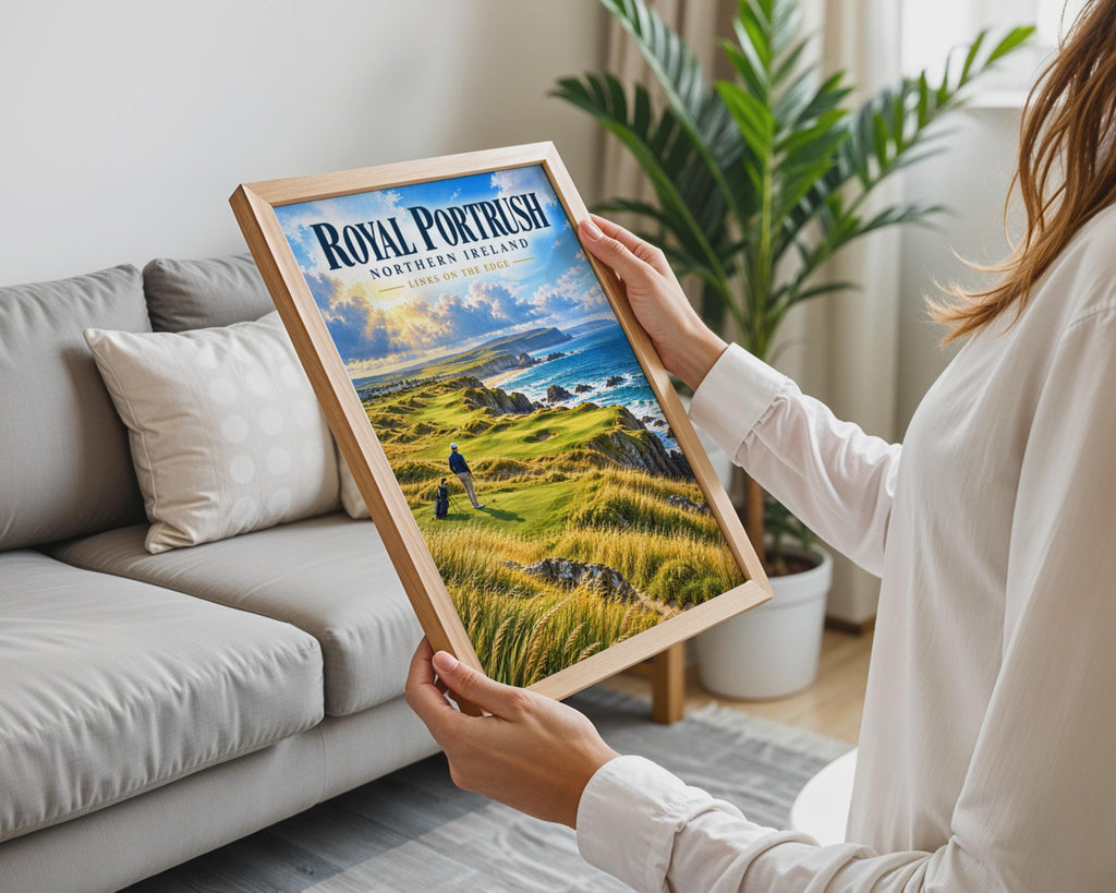 Royal Portrush Golf Club Poster, Northern Ireland Links Course Art, Coastal Golf Print