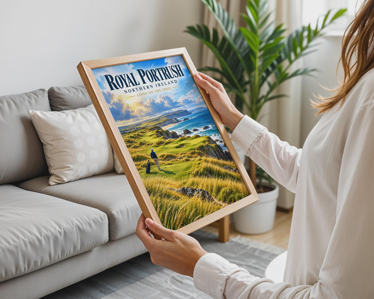 Royal Portrush Golf Club Poster, Northern Ireland Links Course Art, Coastal Golf Print